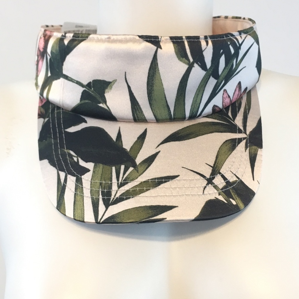 Floral print visor hat pink green